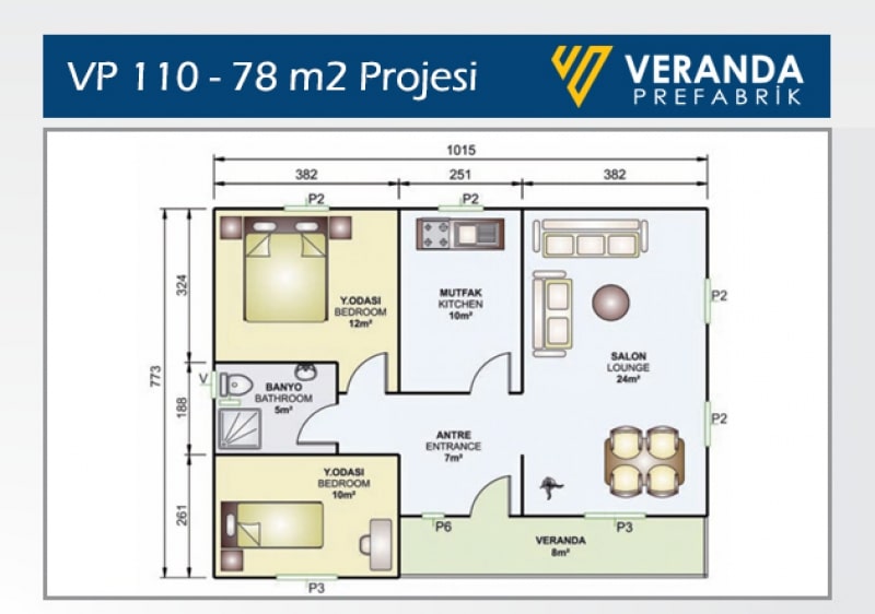 VP 110 - 78 m2 Prefabrik Ev 2. Fotoğrafı