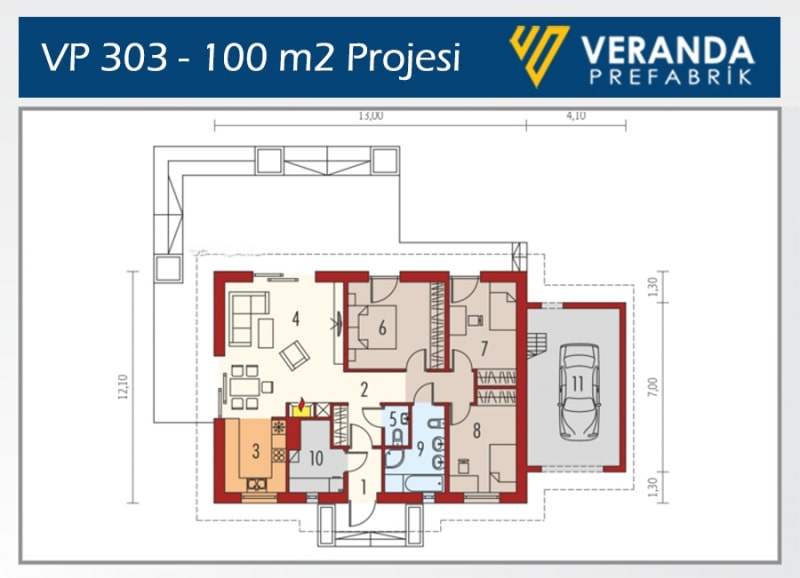 VP 303 - 100 m2 Tek Katlı Çelik Ev 4. Fotoğrafı