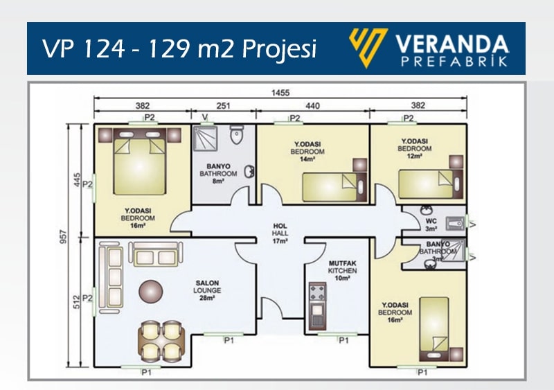 VP 124 - 129 m2 Prefabrik 4 + 1 2. Fotoğrafı