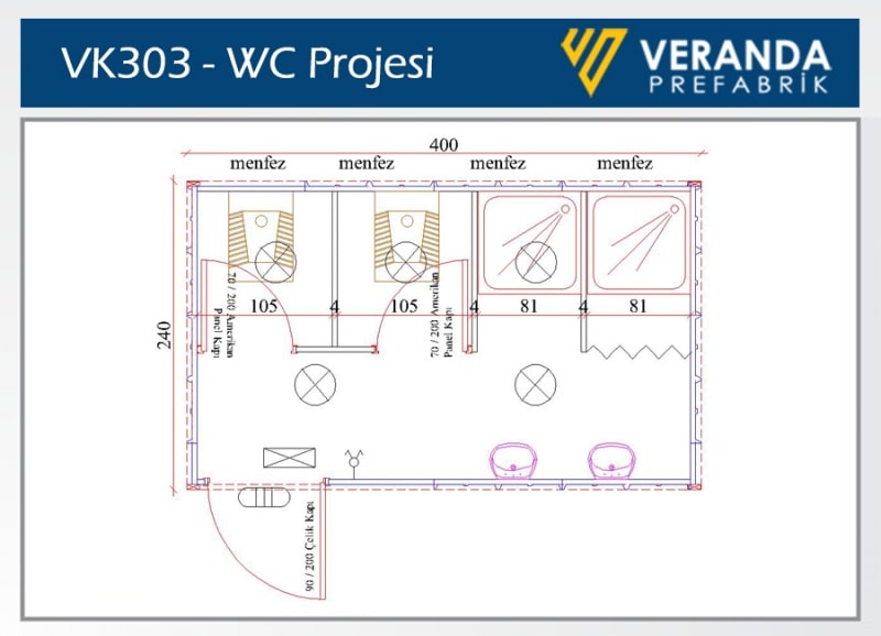 VK303 - İkili WC Duş Konteyner 3. Fotoğrafı