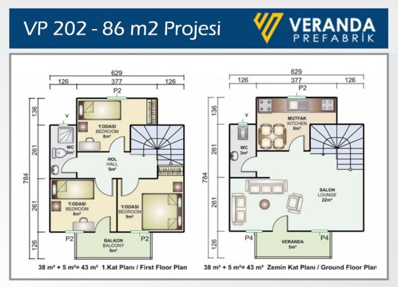 VP 202 - 86 m2 Dubleks Prefabrik Ev 2. Fotoğrafı