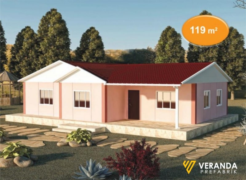 VP 121 - 119 m2 Ebebeyn Banyolu Prefabrik Ev 1. Fotoğrafı