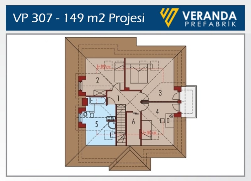 VP 307 150 m2 İki Katlı Çelik Ev Veranda Prefabrik