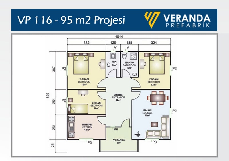 VP 116 - 95 m2 Prefabrik Ev 2. Fotoğrafı