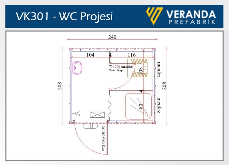 VK301 - Tekli Banyo Konteyner 3. Fotoğrafı