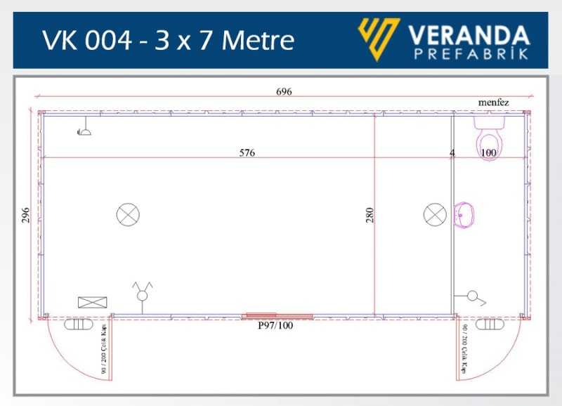 VK004 - 1 Oda 1 WC Konteyner 3. Fotoğrafı