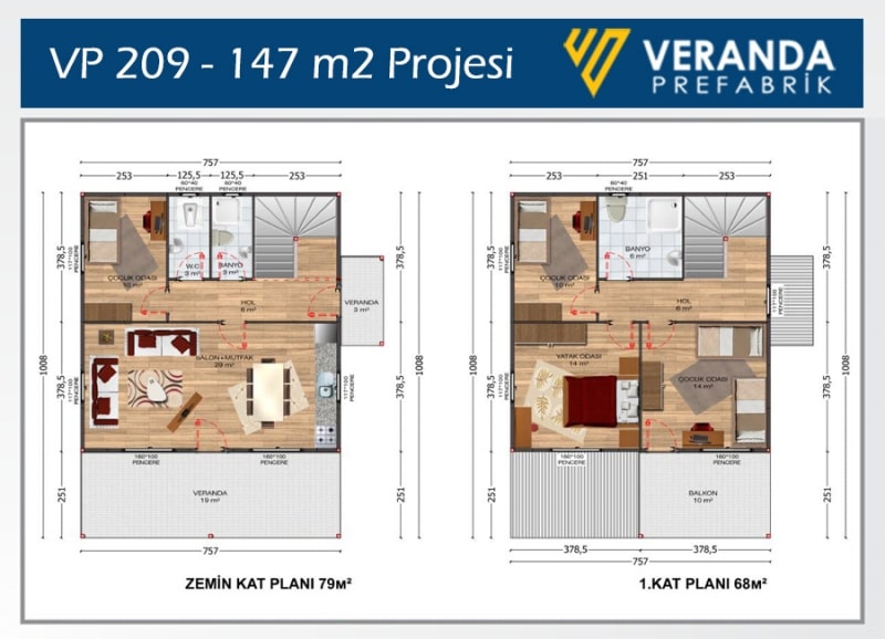 VP 209 - 147 m2 Dublex Prefabrik Ev 2. Fotoğrafı