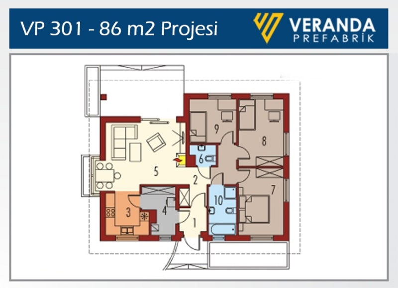 VP 301 - 86 m2 Hafif Çelik Ev 3. Fotoğrafı