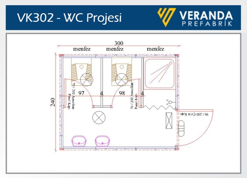 VK302 - İkili WC Lavoba Konteyner 3. Fotoğrafı