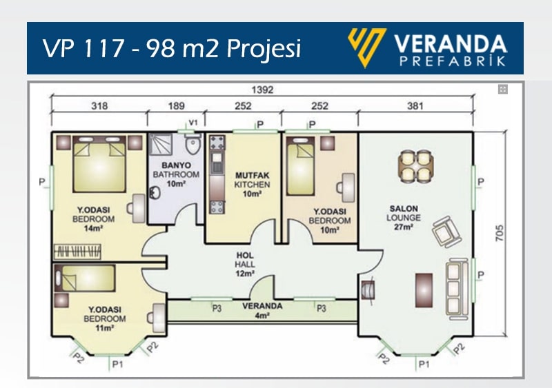 VP 117 - 3+1 Prefabrik Ev 2. Fotoğrafı